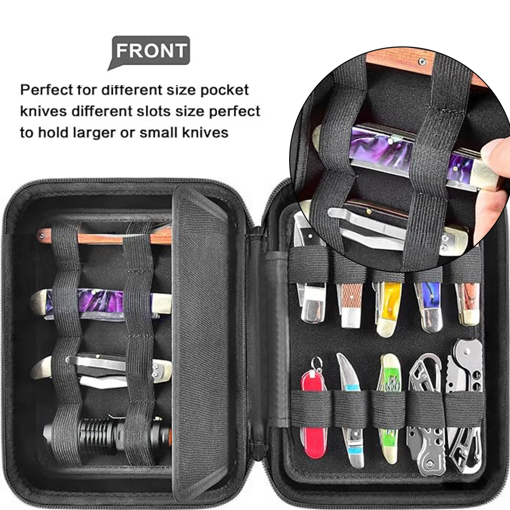 Pocket Knife Display Case 24 Slots, Folding Knife Storage Organizer for Tactical Hunting EDC Knives Collection Holder (Bag Only)