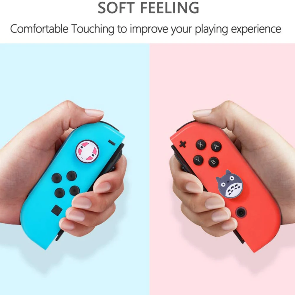 Cartoon Silicone Analog Thumb Grip Caps, Joystick Capa Protetora, Compatível com Nintendo Switch, OLED, Switch Lite, 4pcs