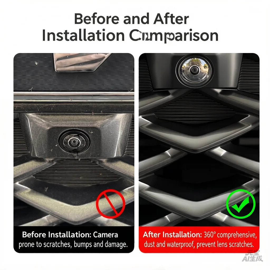 Car Camera Lens Protective Cover 9H Explosion-Proof AR Anti-Reflective Dustproof Scratch-Resistant Adhesive Installation