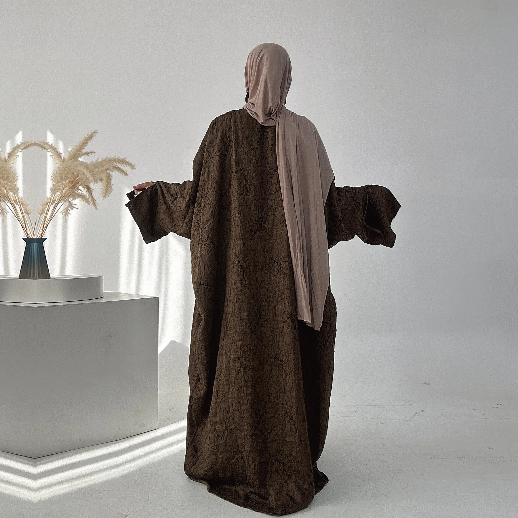 

Рамадан Ближневосточное женское Абая Мусульманское платье Абая с длинным рукавом и открытой передней частью Повседневное Турция Кафтан Арабские платья макси Джалабия