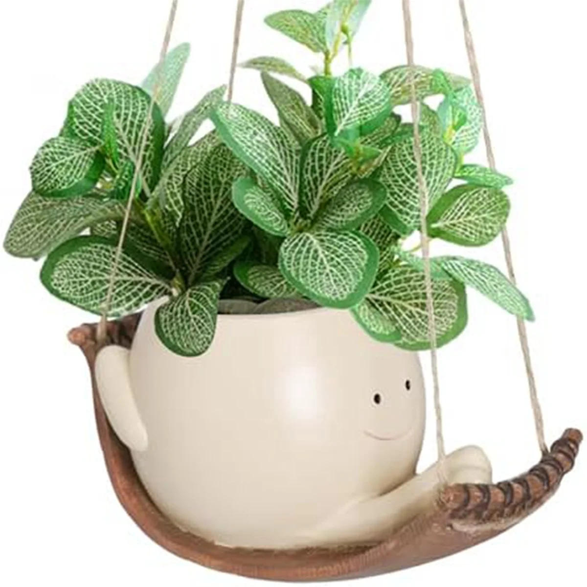 

Swing Face Plant Pots Cute Hanging Planter Indoor Outdoor Resin Funny Smile Face Flower Pots with Swing or Hammock