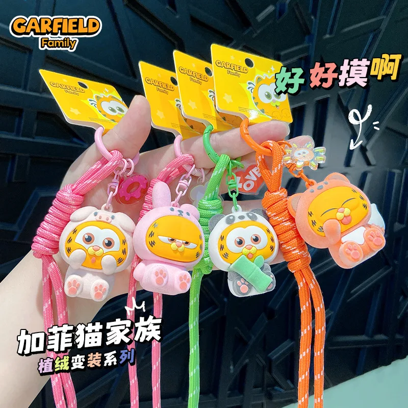 

Hot Garfield Cartoon Flocking Keychain Ornament Bag Accessory Charm Cute Figure Distinctive Playful Gifts for Birthday Festival