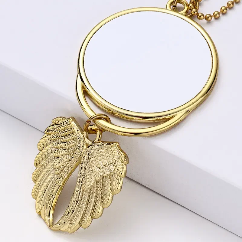 Sublimation Blank Angel Wings Pendants Gold Sliver Colors Women Girl Gift Christmas Tree Ornament Decorations Car Keychain