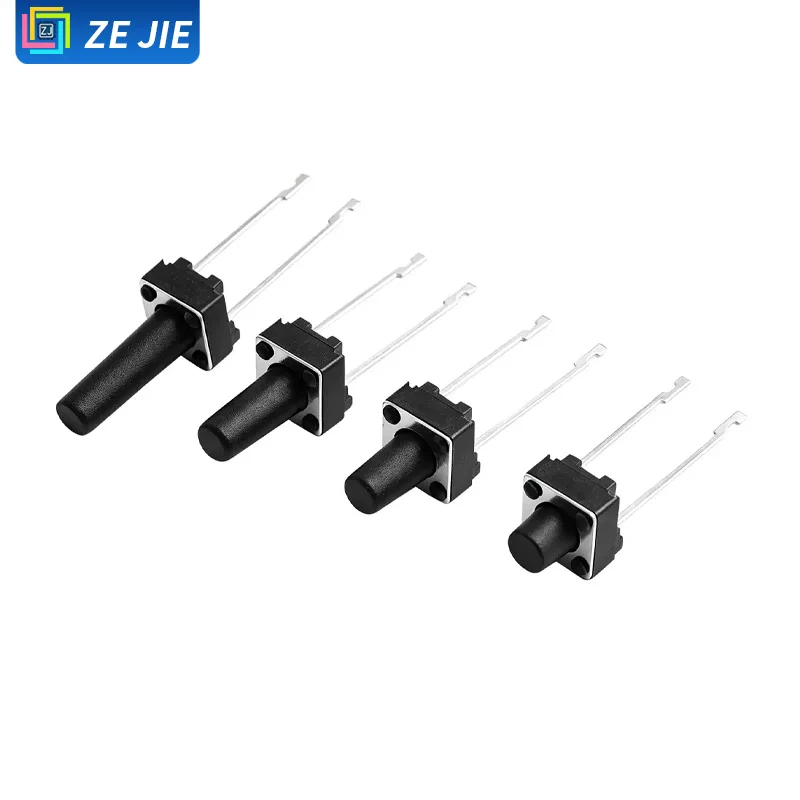 ZEJIE 6×6×4.3mm 20H Tactile Switch Vertical 2Pin, 13.5mm Medium Long Pin, 6x6 Micro Push Button
