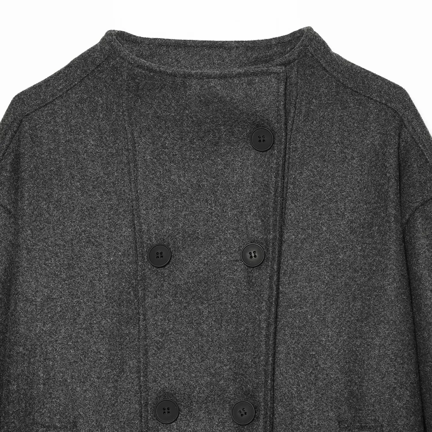 KASLEAD New Women's Fashionable High-End Slimming Woolen Coat Autumn 2026 Long Sleeve Double-Breasted Polyester Fiber