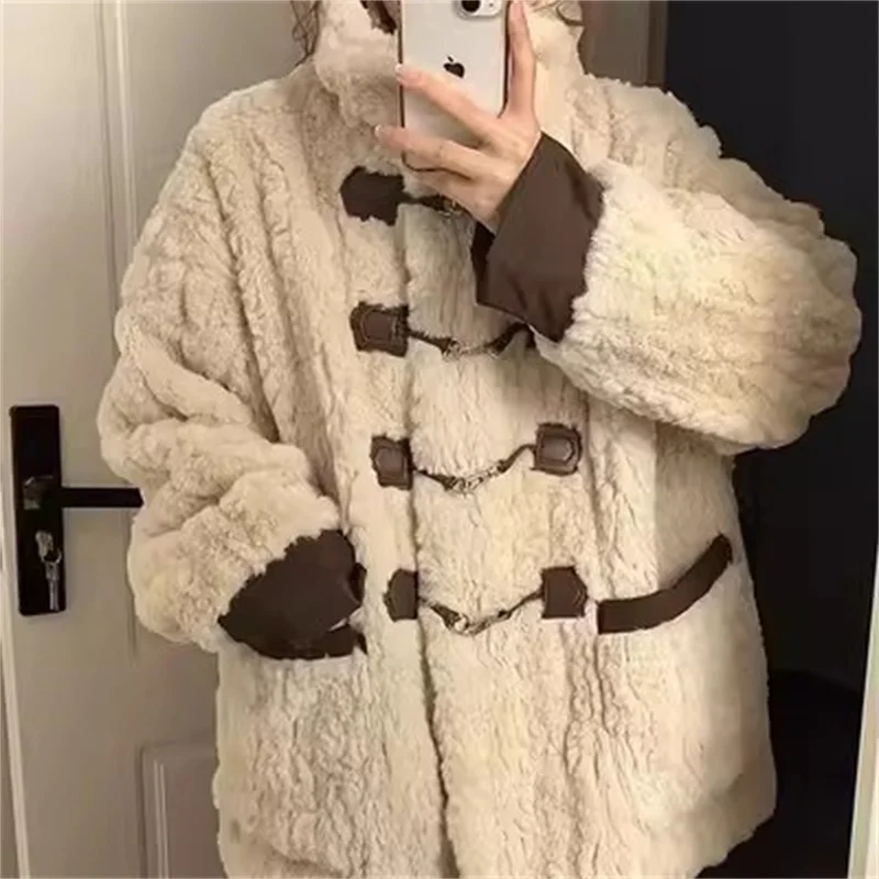 Lamm Kaschmir Mantel Damen neuen Herbst und Winter 2023 fügen samt gepolsterte kleine Duft Outwear Damen hochwertige Mao Mao Mäntel