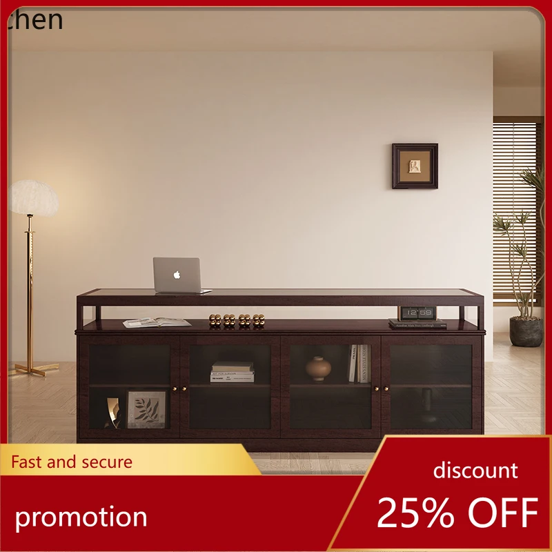 HXL Clothing Store Storage Display Decorative Cabinet Walnut Color Island Cashier Counter