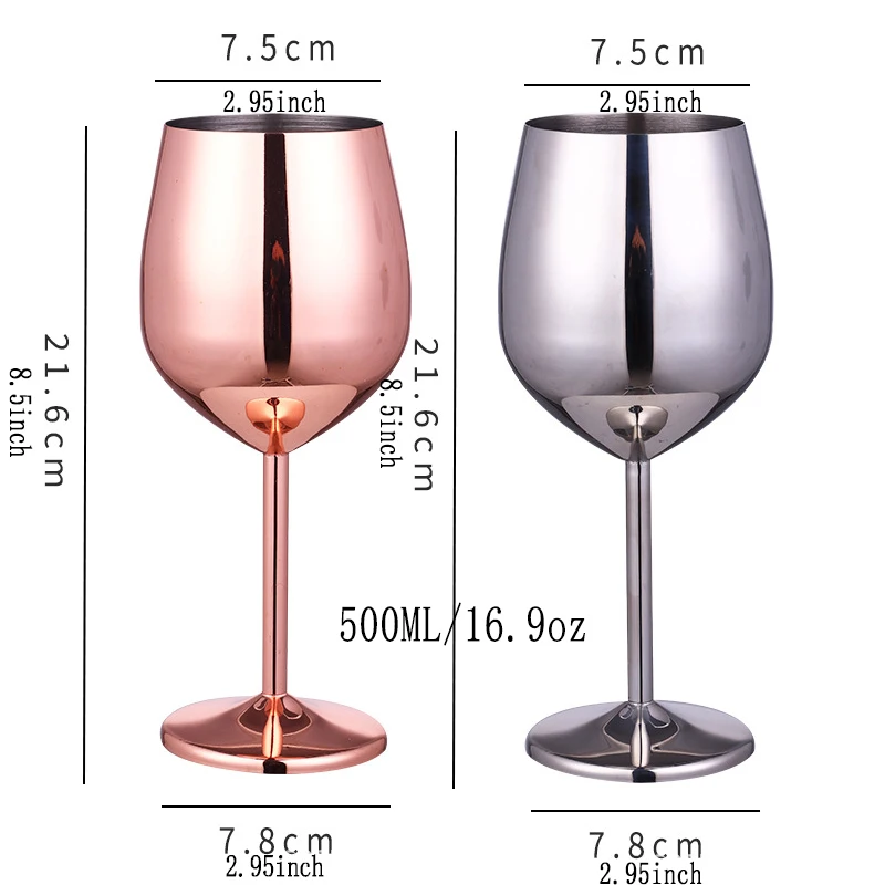 Wine Glasses Stainless Steel 18/8 Metal Wineglass Bar Wine Glass Champagne Cocktail Drinking Cup Charms Party Supplies