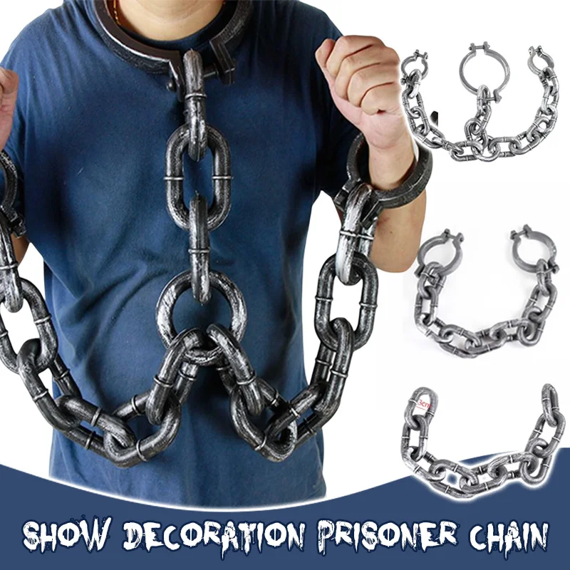 Halloween Cosplay Simulated Prisoner Shackles Hand Chains Anklet Halloween Show Bar Party Decoration Haunted House Plastic Props