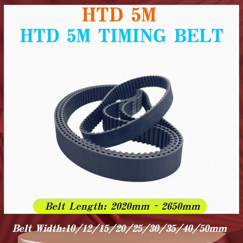 

HTD 5M Timing Belt Length 2020mm-2650mm Closed Loop Rubber Belt Width 10mm-50mm HTD 5M Synchronous Belt For 3D Printer Belt