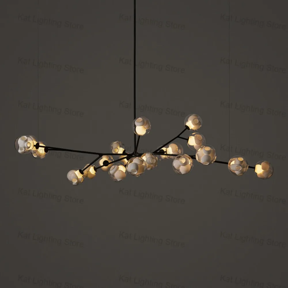 

2025 NEW Globe Shade Glass Chandelier Lamp Gold Black Hardware Lustre Dimmable for Living Dining Room Hotel Villa Ceilings