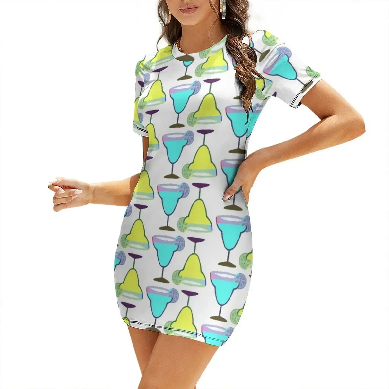 

MARGARITAS blue & yellow Short-Sleeved Dress dresses korean style summer dress woman 2026 trendy