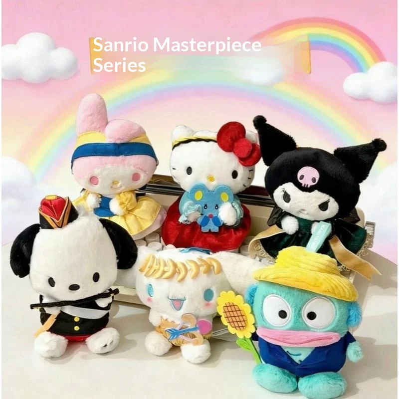 

Plush Blind Box Famous Painting Series Hangyodon My Melody Kuromi Cute Stuffed Doll Keychain Desktop Decor Gift For Kids