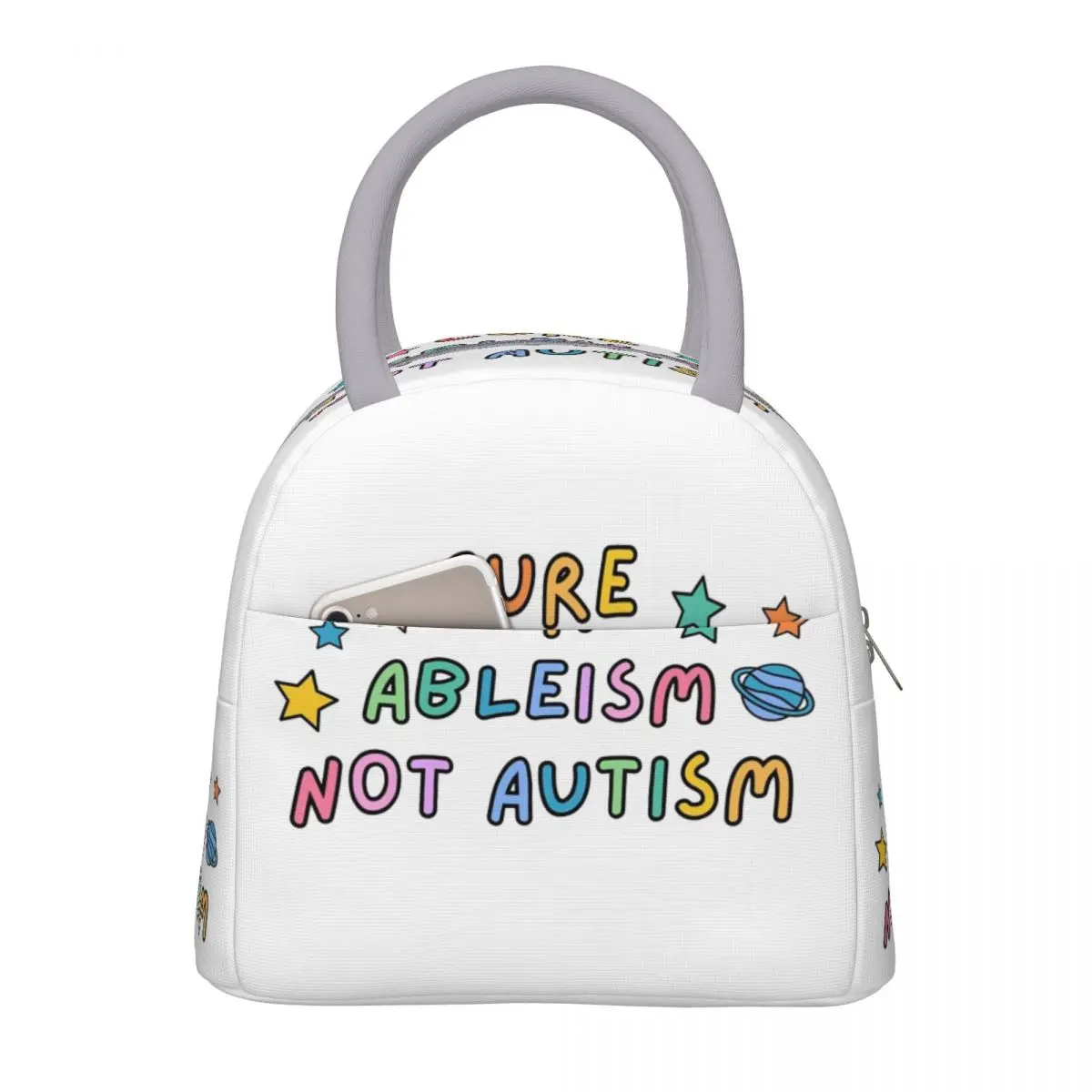 

Cure Ableism Not Autism Thermal Insulated Lunch Bags for Picnic Reusable Bento Box Cooler Thermal Lunch Boxes