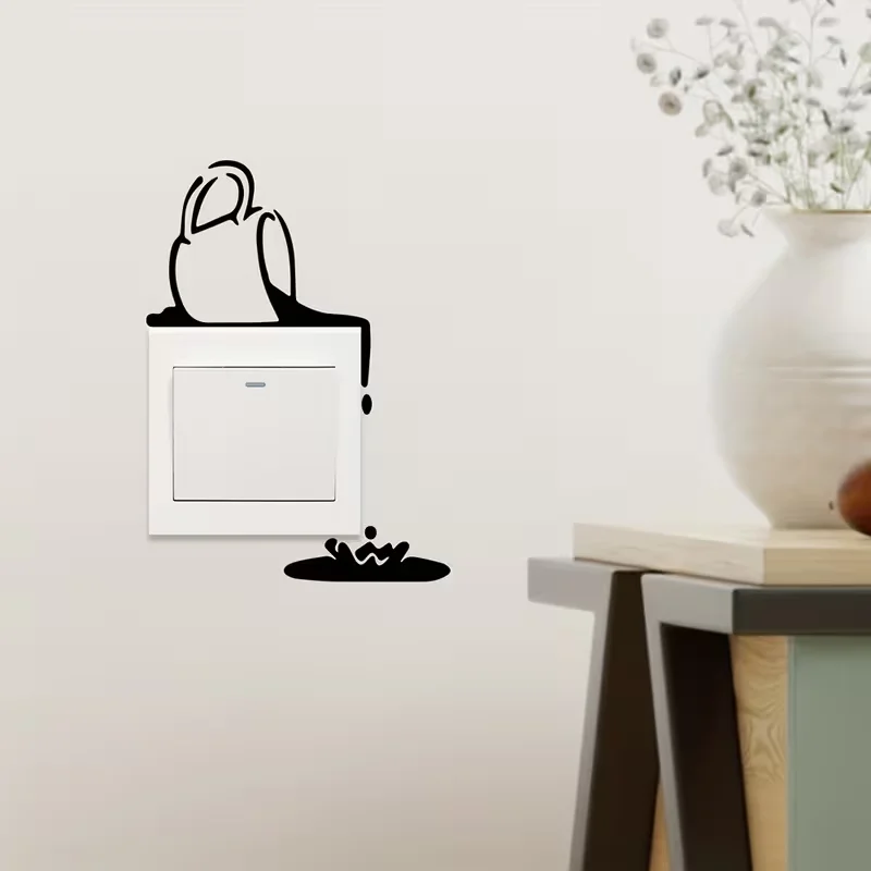 1 switch sticker creative spilled coffee cup pattern bedroom living room wall decoration sticker