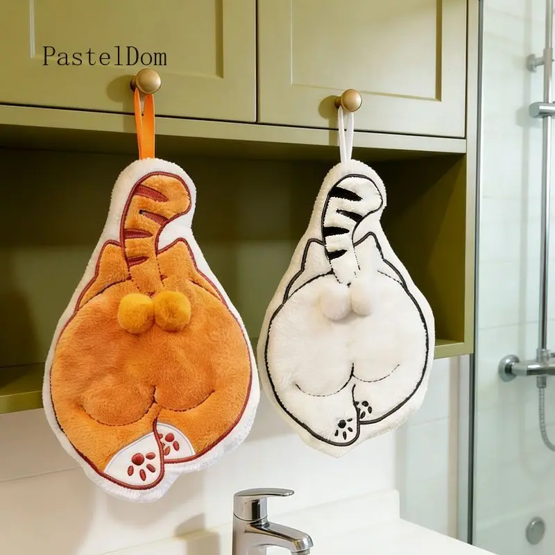 Thick Hanging Hand Towel, Coral Fleece Super‑Absorbent Quick‑Dry Towel for Kitchen & Bathroom Household Daily Use