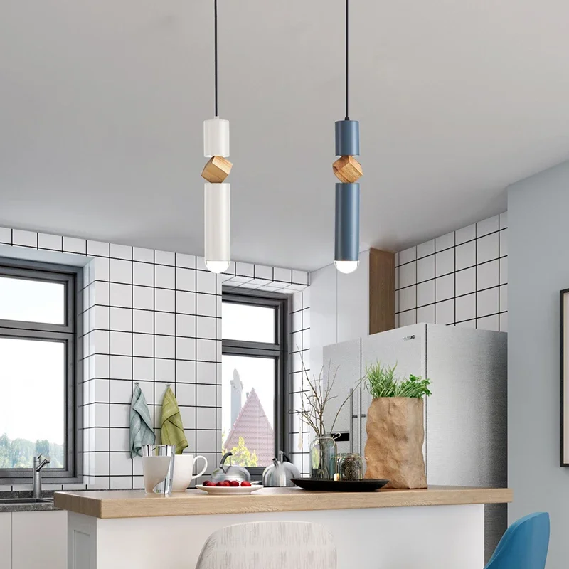 Nieuwe Led Hanglamp Met Nordic Stijl Voor Koffiebar Tafel Restaurant Creatieve Cilindrische Verticale Kroonluchter Lange Lijn Lamp