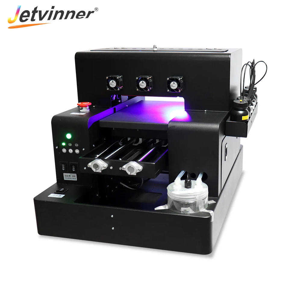 JETVINNER 2022 Small Format A4 UV flatbed Printer 16cm*30cm Size For Epson Photo L805 Bottle ball glass Printing Machine