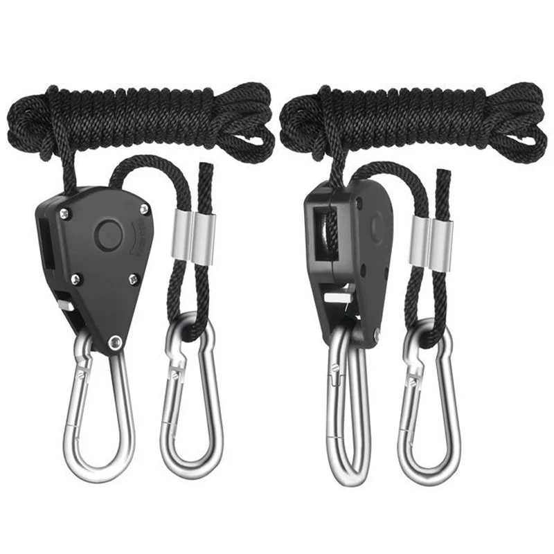 rope ratchet ajustavel crescer luz cabides adequado para a planta lampada corda polia levantamento gancho preto pacote 8 01