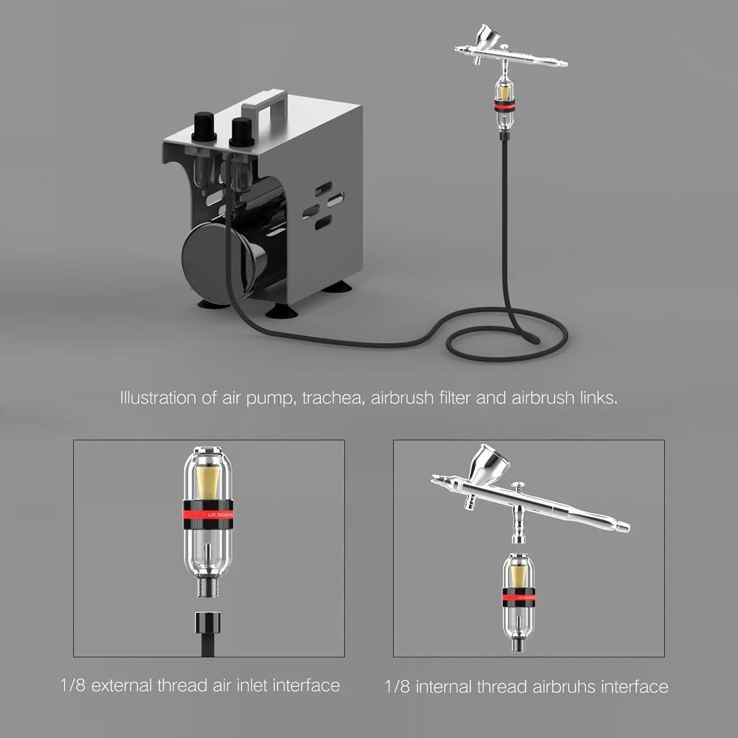 JOYSTAR Mini Airbrush Air Filter in-Line Water Separator Water-Trap Filter for Air Compressor G1/8 Connector