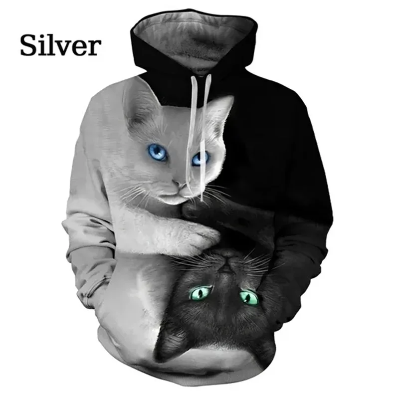Pull À Capuche Unisexe 3D pour Enfant,Chat Automne Garçons Filles