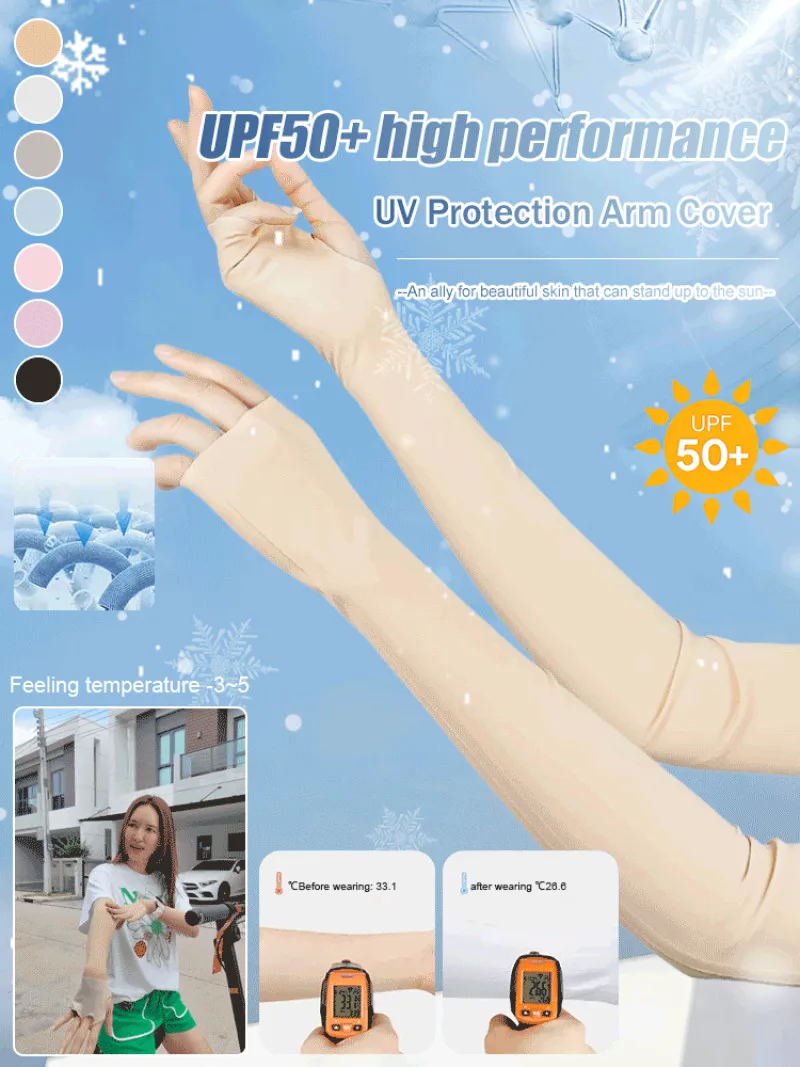 UPF50+ Summer Sunscreen Ice Sleeves Invisible UV-protective cooling sleeves For Unisex Driving Sunscreen Cycling Forearm Sleeves