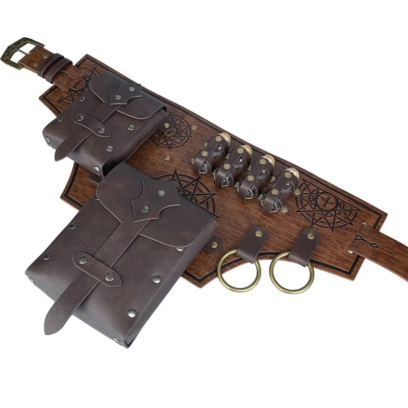 男性用ルネッサンスコスチューム ハロウィン 中世 海賊 ポーションボトル レザーベルト