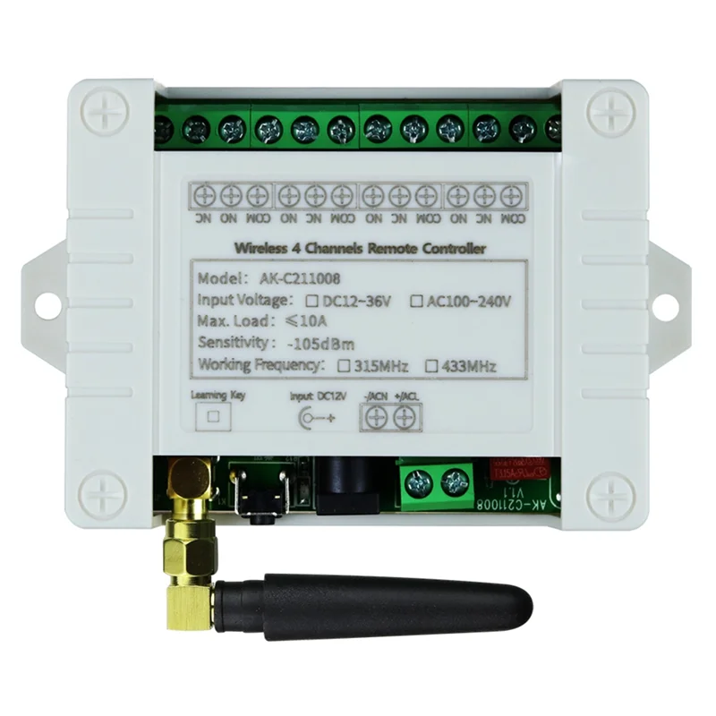ABJF-DC 12V 24V 36V 10A 433Mhz 4 Saluran Relay Nirkabel RF Remote Control Switch Penerima + Pemancar 4CH