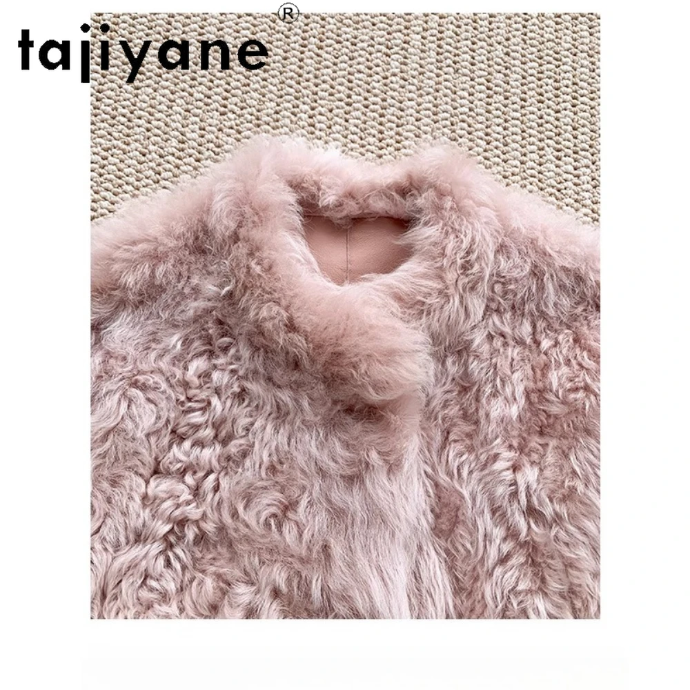 TAJIYANE 100% Natural Tuscany Wool Sheepskin Double Faced Fur Coat Woman Elegant Pink Real Fur Jacket Winter Clothes 2025 шуба