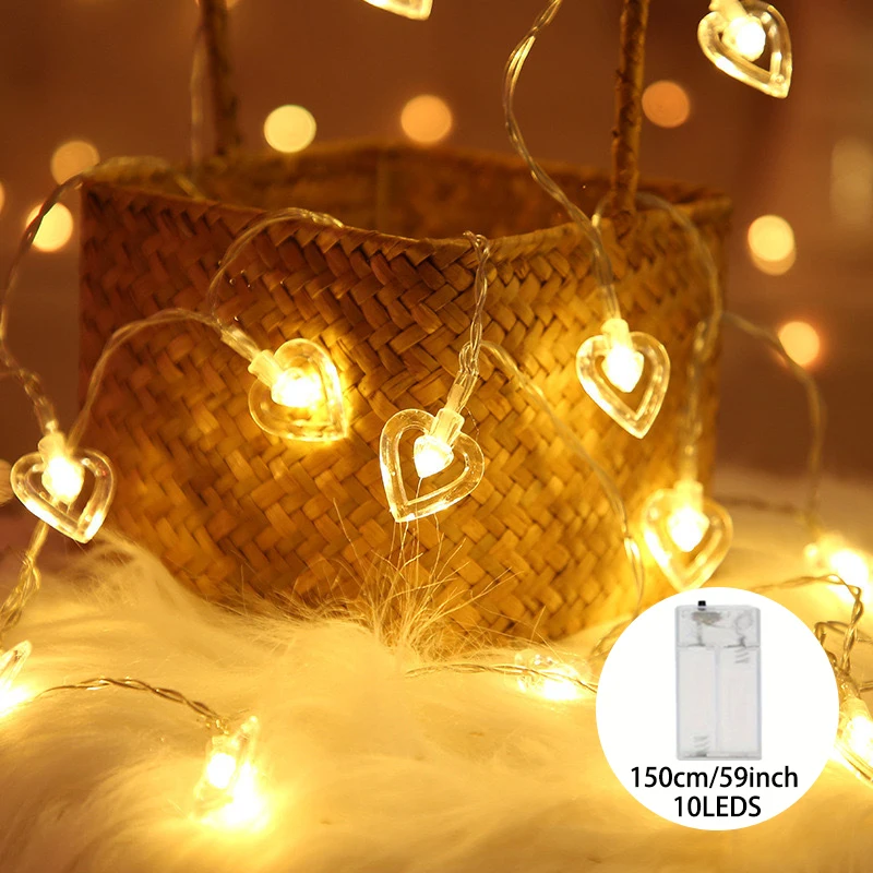 Decoração de festa de dia dos namorados amor coração luz corda proposta confissão romântico amor luz quarto alimentado por bateria guirlanda
