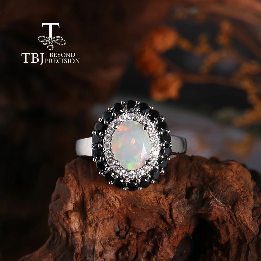 Gorgeous and noble 925 sterling silver ring natural oval 7*9mm opal real gemstone fine jewelry for women anniversary party gifts