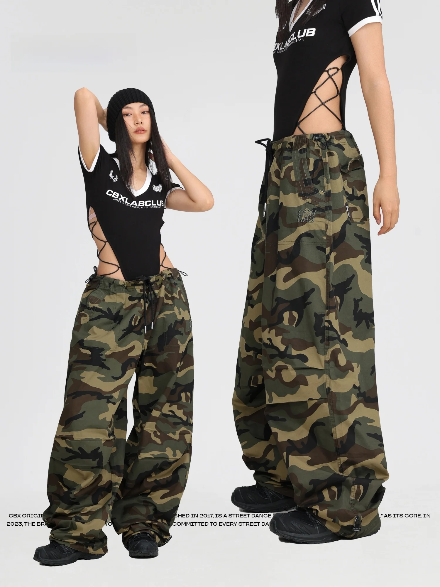 

CBXLAB винтажные спортивные брюки для уличных танцев, камуфляжные джазовые американские спортивные брюки, повседневные женские трикотажные брюки из хлопка и полиэстера