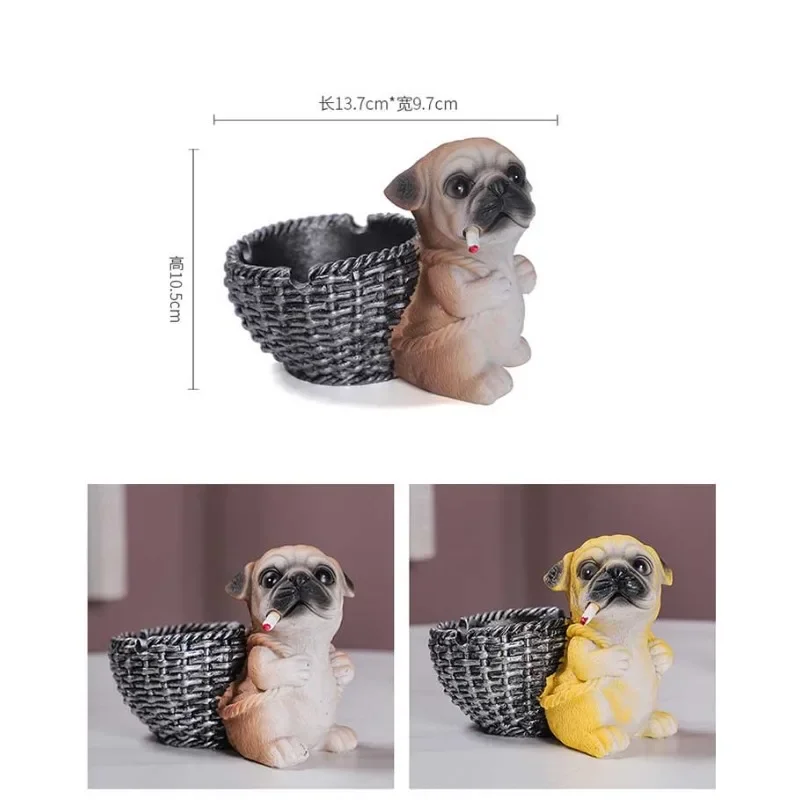 Hot  Ashtray Creative Personality Diligent Dog Carrying Basket Ashtray Ornament Home Living Room Office Cute Birthday Gift