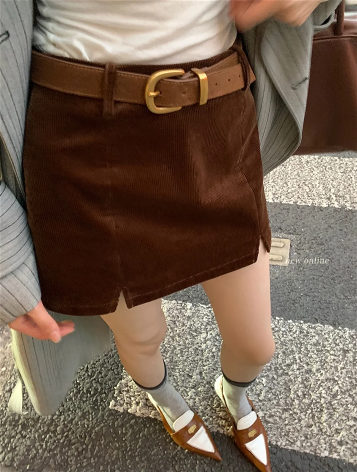 Mini Skirts For Woman Kawaii Pencil Skirt Korean Knitted Skirt Y2k Luxury Bottoms Corduroy Skirts Slit Brown With Satfy Shorts