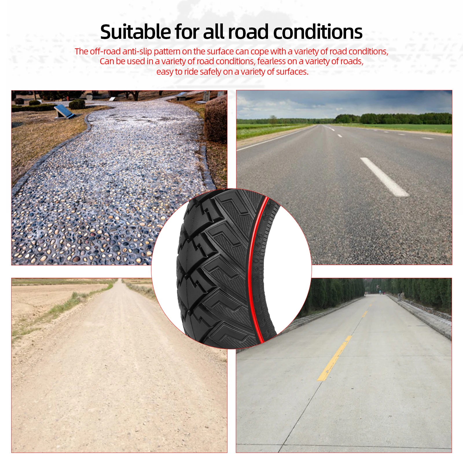 Ulip 10Inch 250x64 Off-Road Puncture Resistant Solid Tire for Xiaomi 4 Ultra with NAVEE S65 Electric Scooter Tubeless Tire Parts