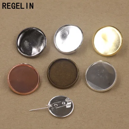 REGELIN Round Jewelry Settings Brass Blank Brooch Settings 10PC 20/25mm Cabochon Base Tray Bezel Cabochons Cameo DIY Finding
