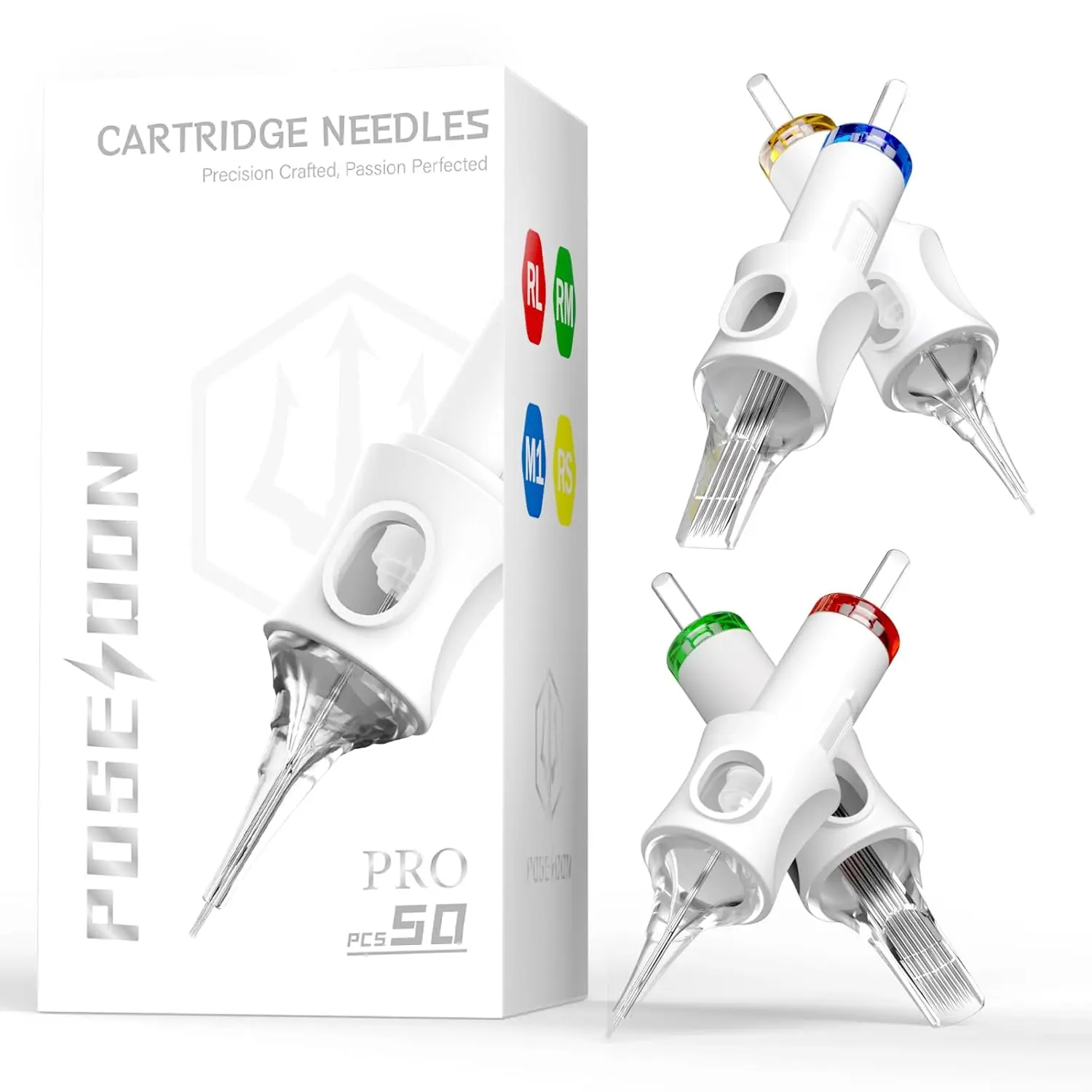 

50-Pack Tattoo Cartridges, Assorted Sizes 3RL-15RM, Disposable Needles with Membrane, Universal Fit