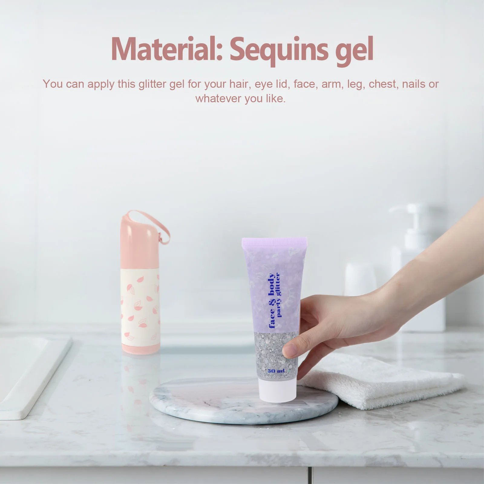50 ml glittergel voor lichaamsgezichtshaar Glinsterende vloeibare glans Vrouwen Festival Make-up Sparkle Effect Body Glitter Gel