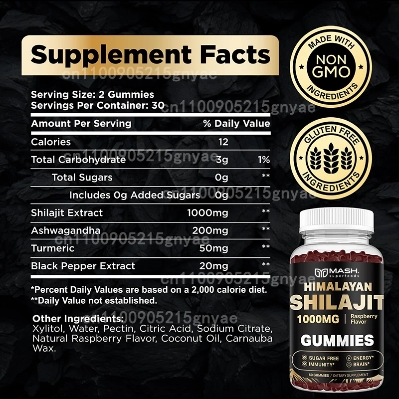 Advanced Shilajit Soft Candy 2000MG - Contains Chaga mushrooms, vitamin D and B12 immune support, and over 85 trace minerals