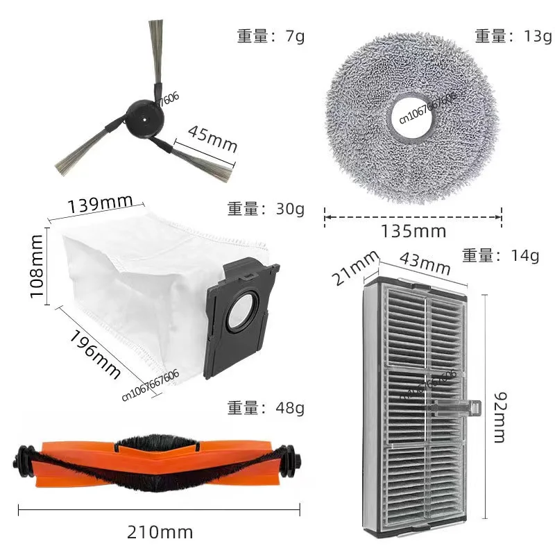 Dreame X40 Ultra / X40 Ultra Complete / L40 Ultra/S30 Pro Ultra/MOVA P10 Pro ultra Parts Roller Side Brush Hepa Filter Dust Bag