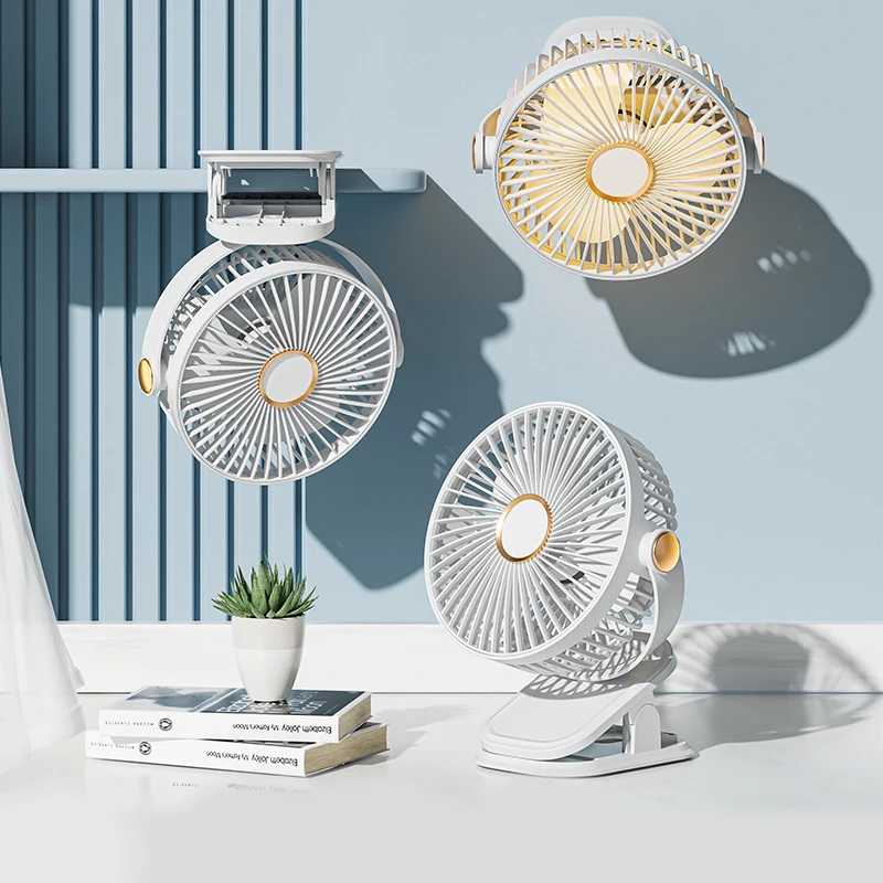 ポータブルデスクトップミニクリップ冷却ファンベビーカーホームオフィス夏ぶら下げ風空気クーラー長いバッテリー寿命高速