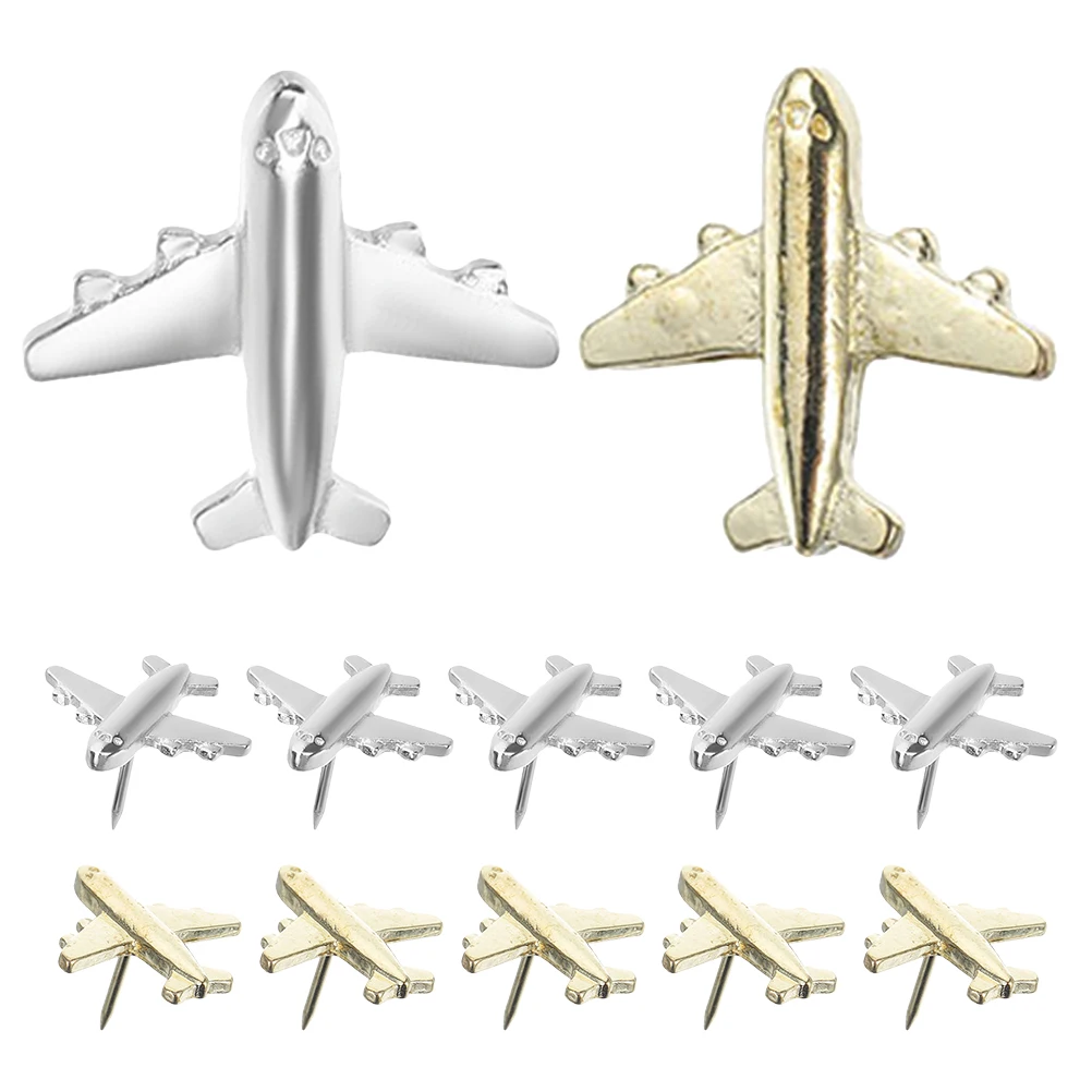 12 pezzi puntine per aeroplani puntine da disegno in metallo puntine per aerei decorative per bacheca mappa foto parete casa ufficio bacheca in sughero