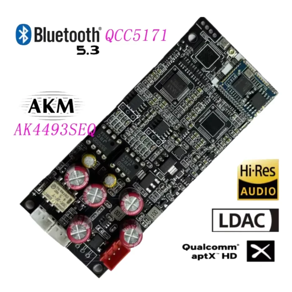 QCC5171 Bluetooth 5.3 Wireless Receiving Board AK4493 DAC Decode Dual NE5532 OP AMP Support LDAC/APTX 24bit/96Khz