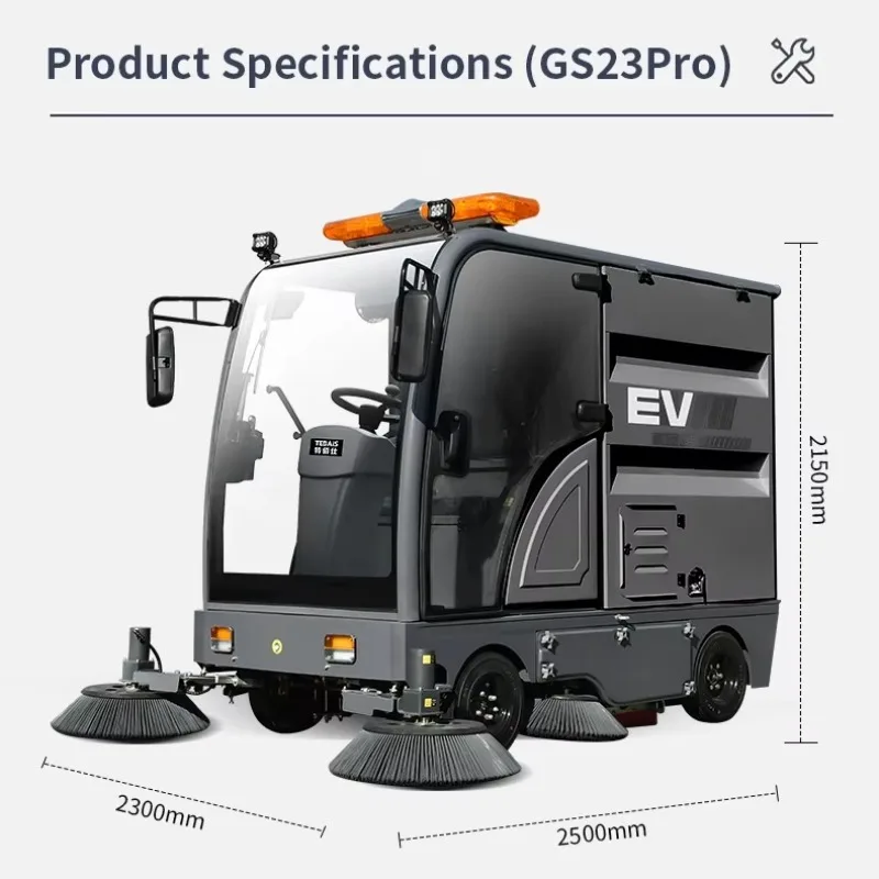 Customized New Electric Ride-On Industrial Sweeper Sweeping Fallen Leaves On Open Ground For Farm & Street Use