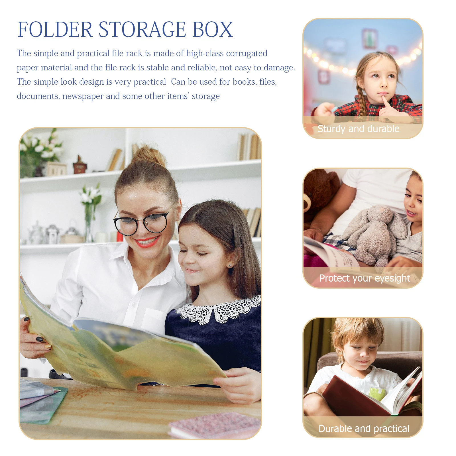 

3 Pcs File Folder Storage Box Corrugated Paper Practical Desk ganizer Magazine Holder Office Accessory Folder