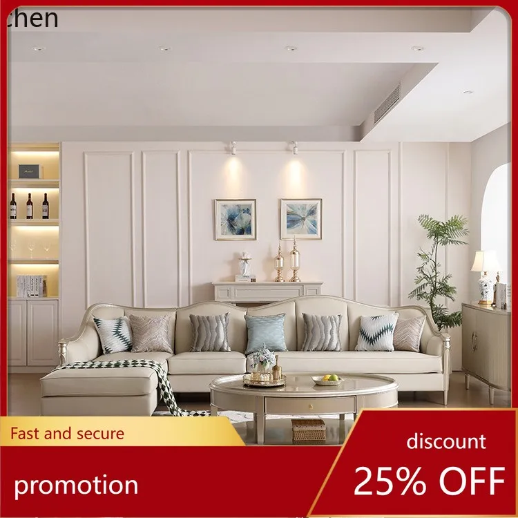 

HXL Light Luxury Solid Wood Main Living Room Corner Combination Elegant Luxury Sofa