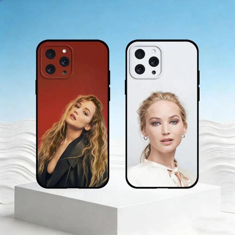 

J-Jennifer Lawrence Phone Case For iPhone 17,16,15,14,13,12,11 Plus,Pro Max,SE4Soft Silicone Black Cover