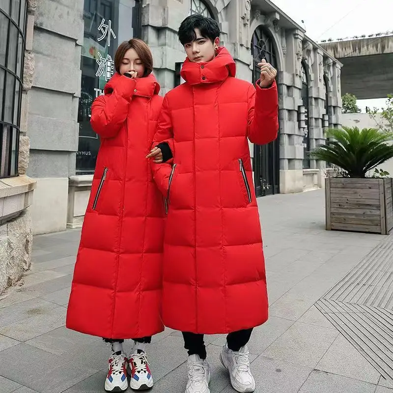 2023 Winter Cold resistant Down Jacket -30 degrees High Quality Men's Women X-Long Winter Warm Fashion Brand Red Parkas S-5XL