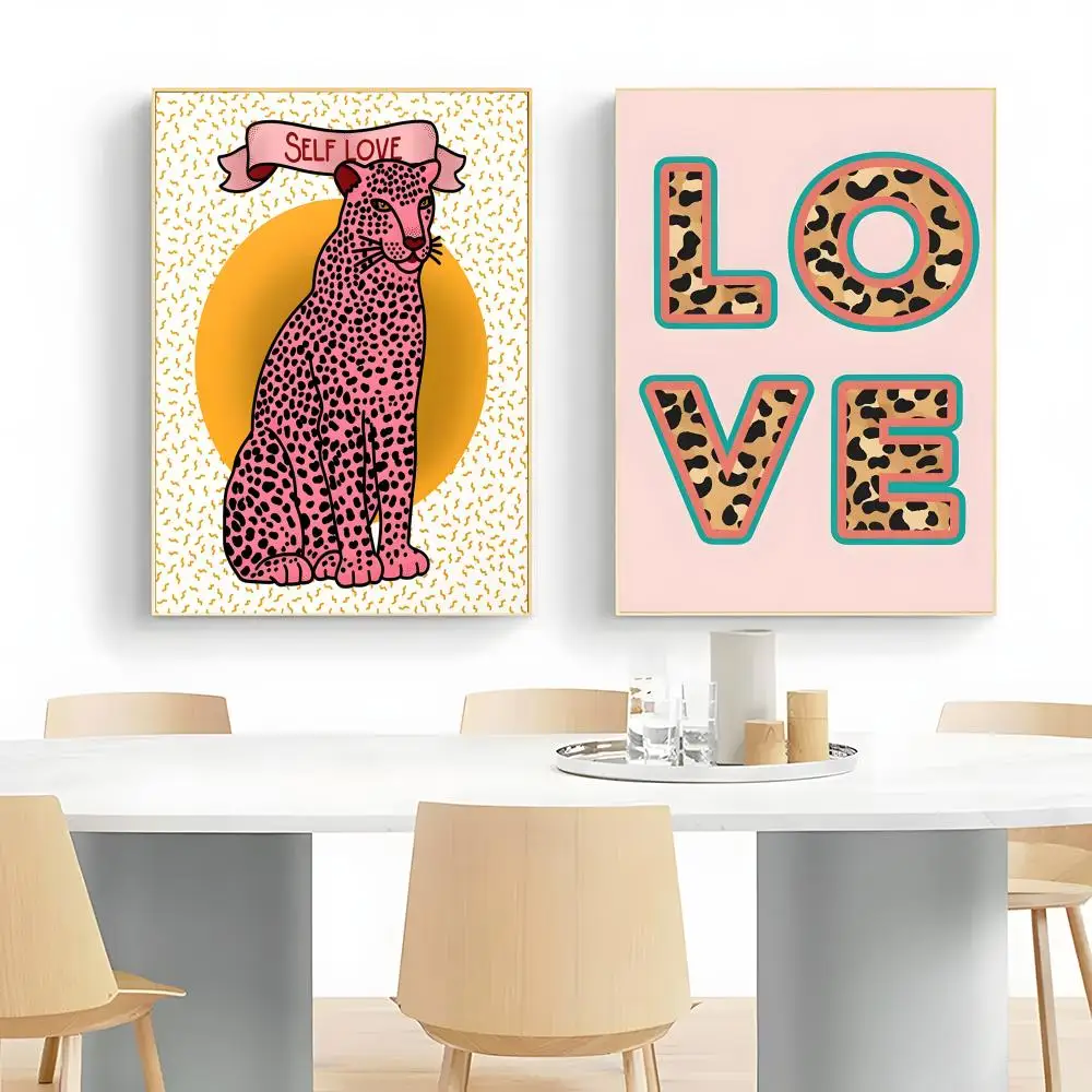 Wild Leopard Tiger Flower Rainbow Girl Poster Wall Art Print Poster Decorative Mural Home Decor Gift Unframed