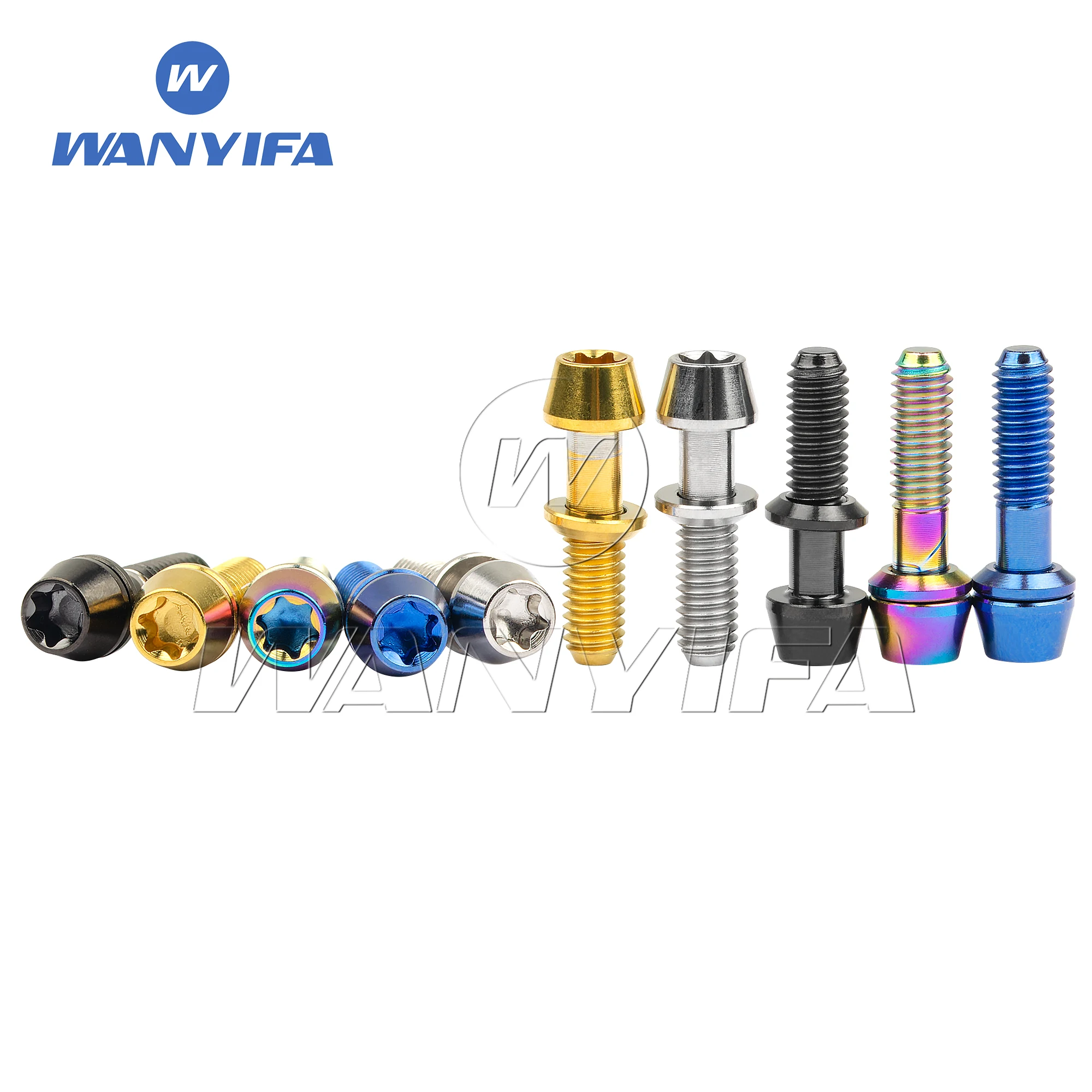 Wanyifa Titanium Ti Bolt M4x15.3mm Allen Hex or Torx T20 Taper Head Screws Bolts with Washers for Ritchey C260 Bicycle Stem